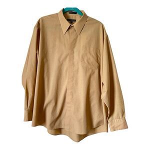 Vintage  Domani Platinum  Men’s Dress Shirt Sz 17.5 (34/35) Mustard Color Summer